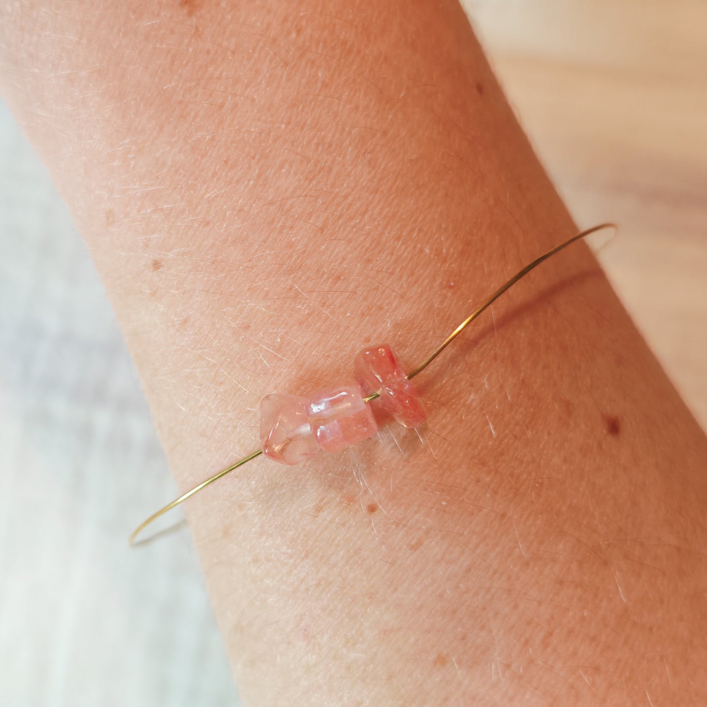 GRACIEUSE - bracelet jonc destroy - quartz rose