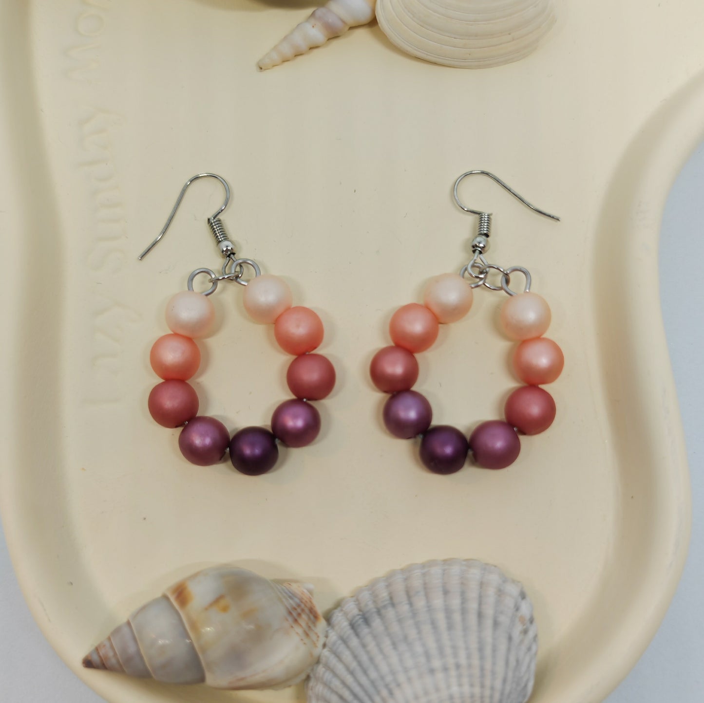 DISTINGUÉE - boucles d'oreilles - anneaux - perles rondes colorées