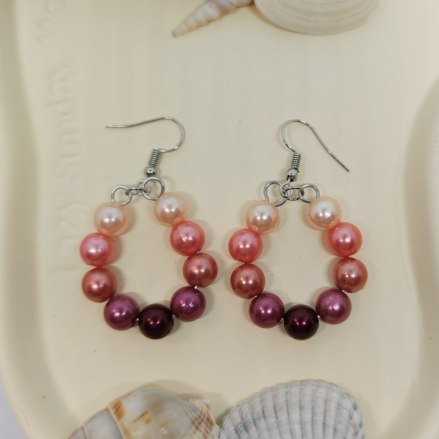 DISTINGUÉE - boucles d'oreilles - anneaux - perles rondes colorées