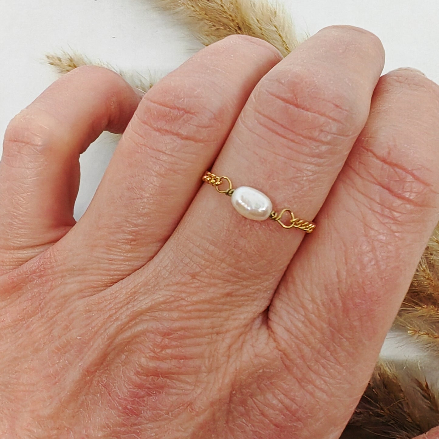 PRÉCIEUSE - bague fine - chaine et perle