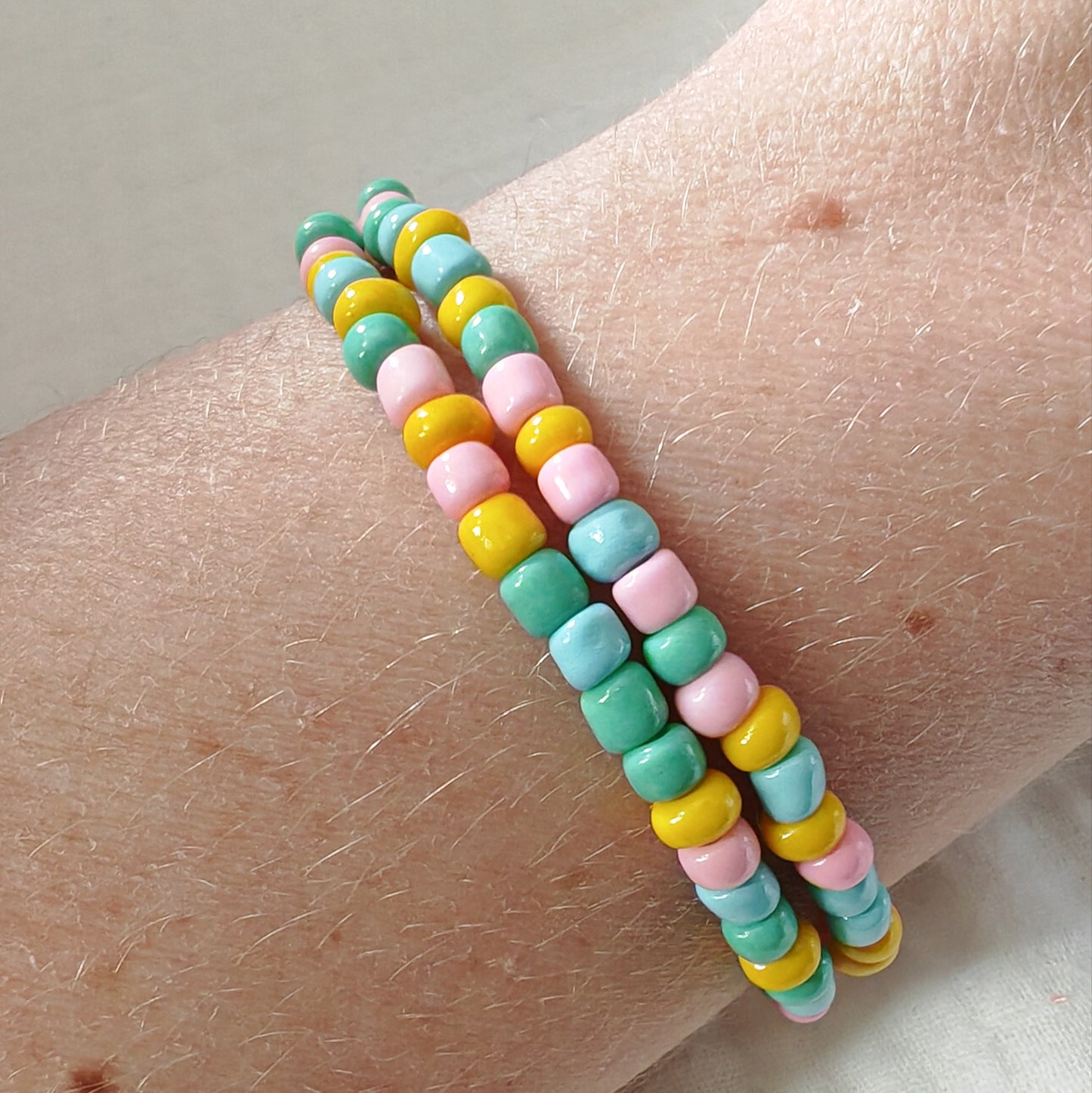 ENSOLEILLÉE - duo de bracelet - perles verres colorées