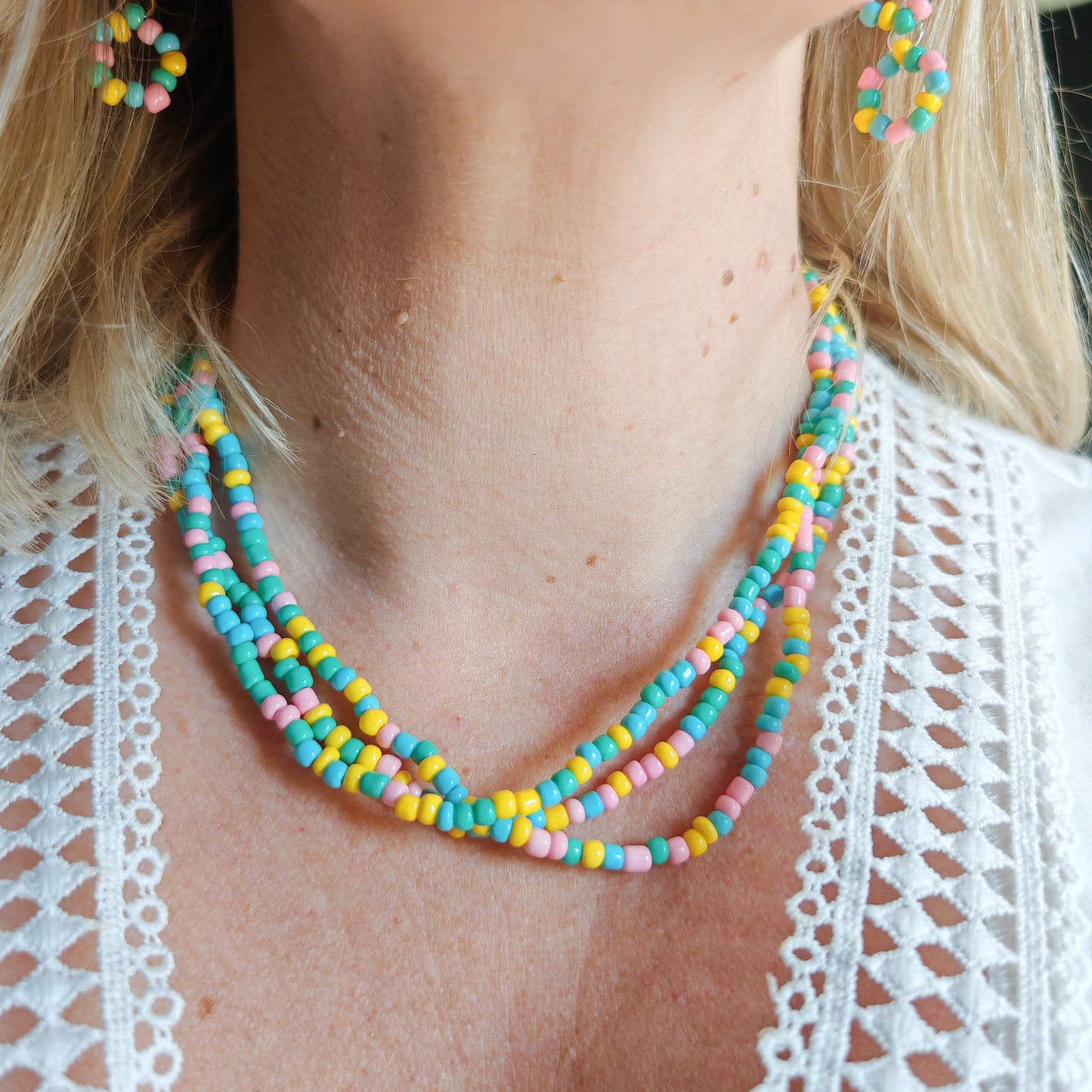 ENSOLEILLÉE - collier - perles verres colorées