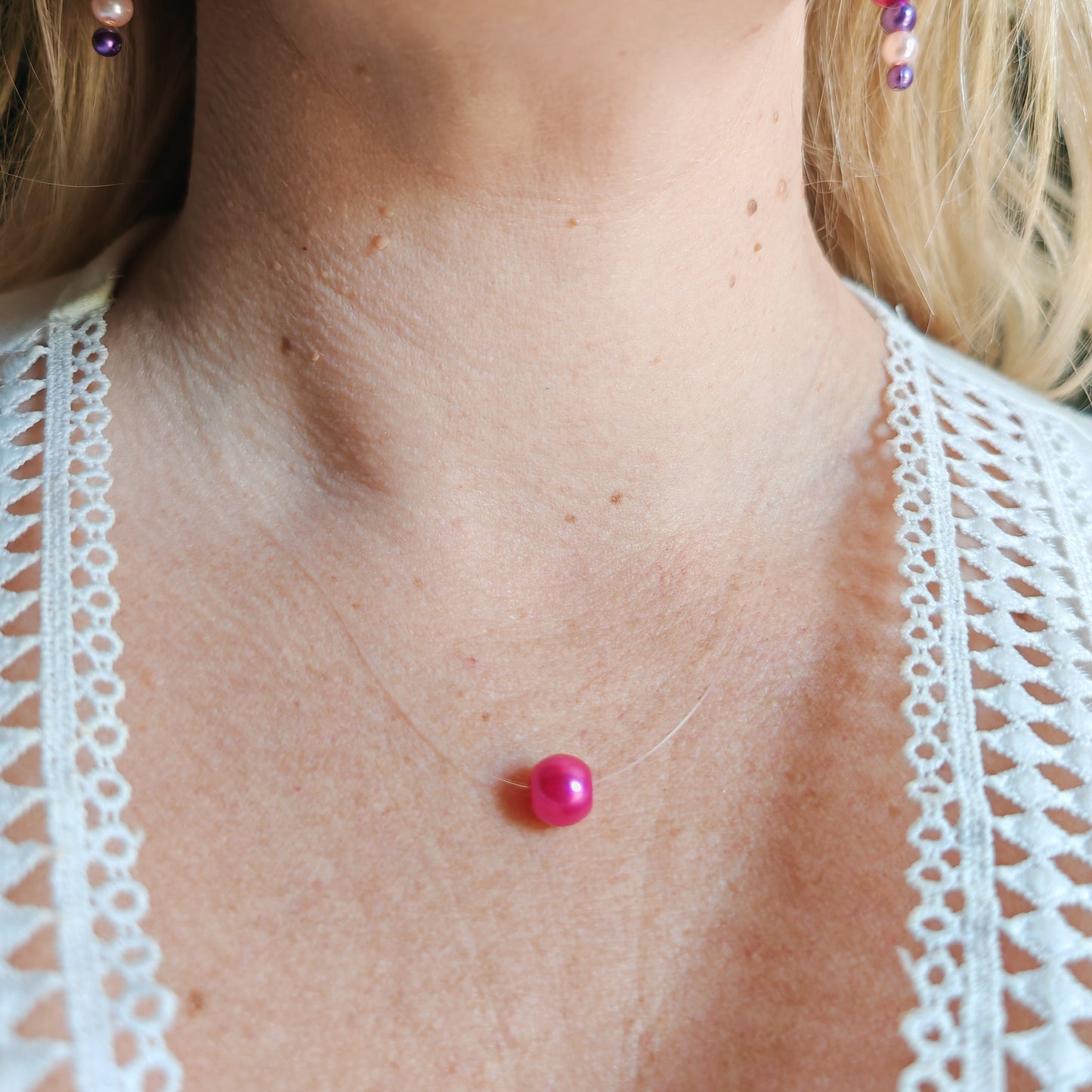 SINCÈRE - collier - perle sur fil transparent