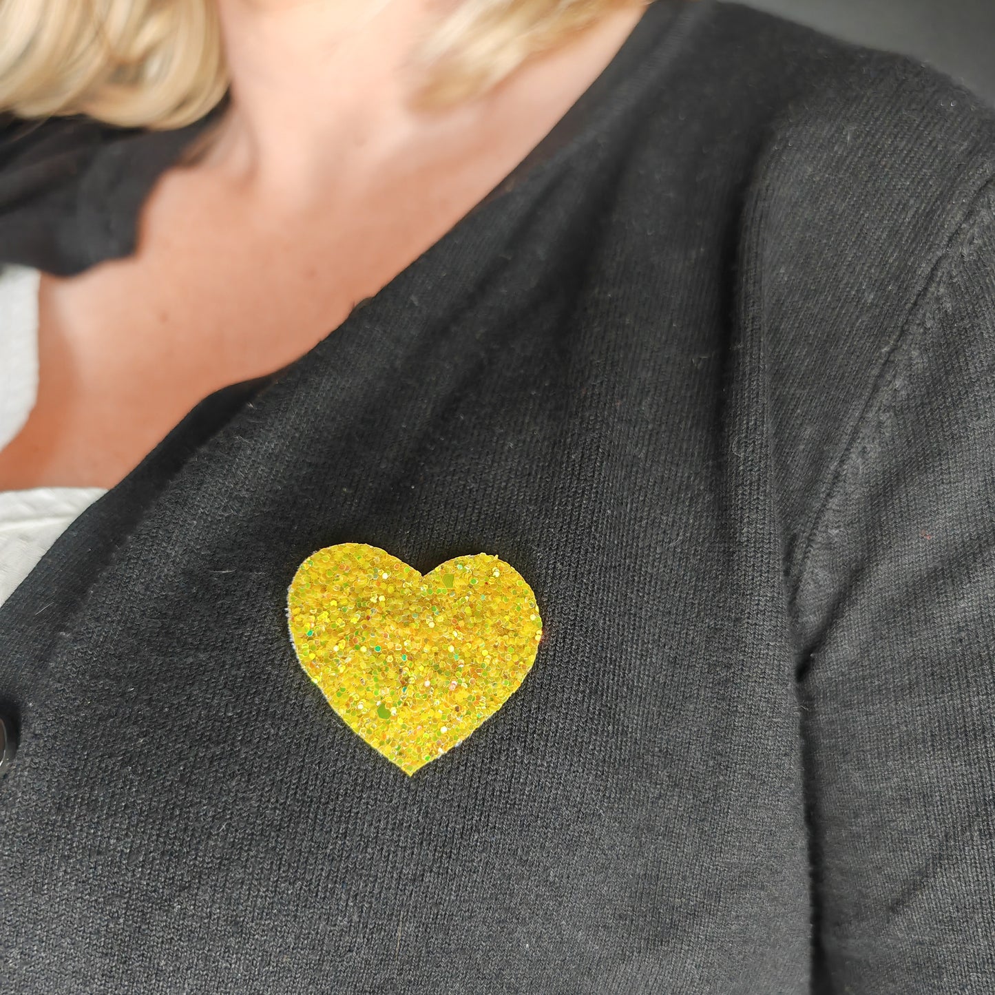 MALIGNE - broche coeur - tissu paillette