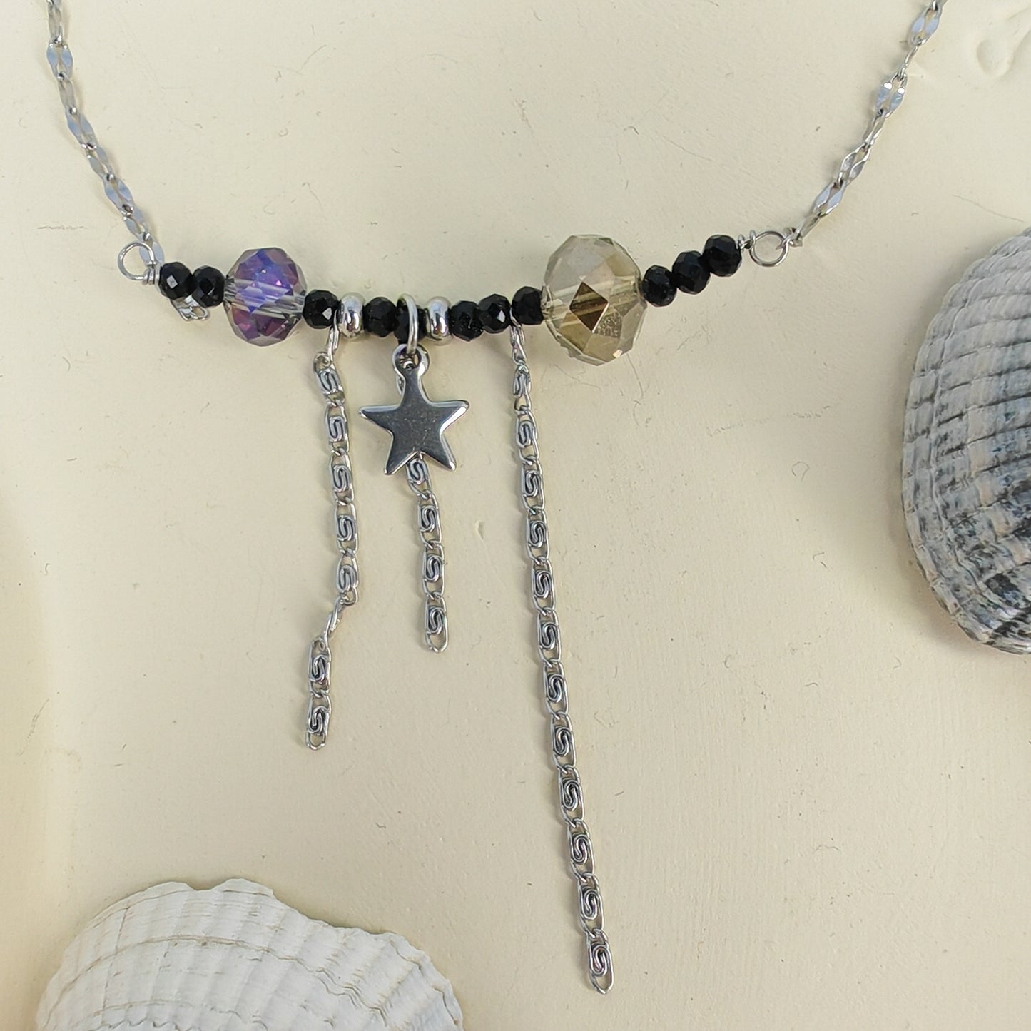 MYSTERIEUSE - collier - chaine et perles de verre