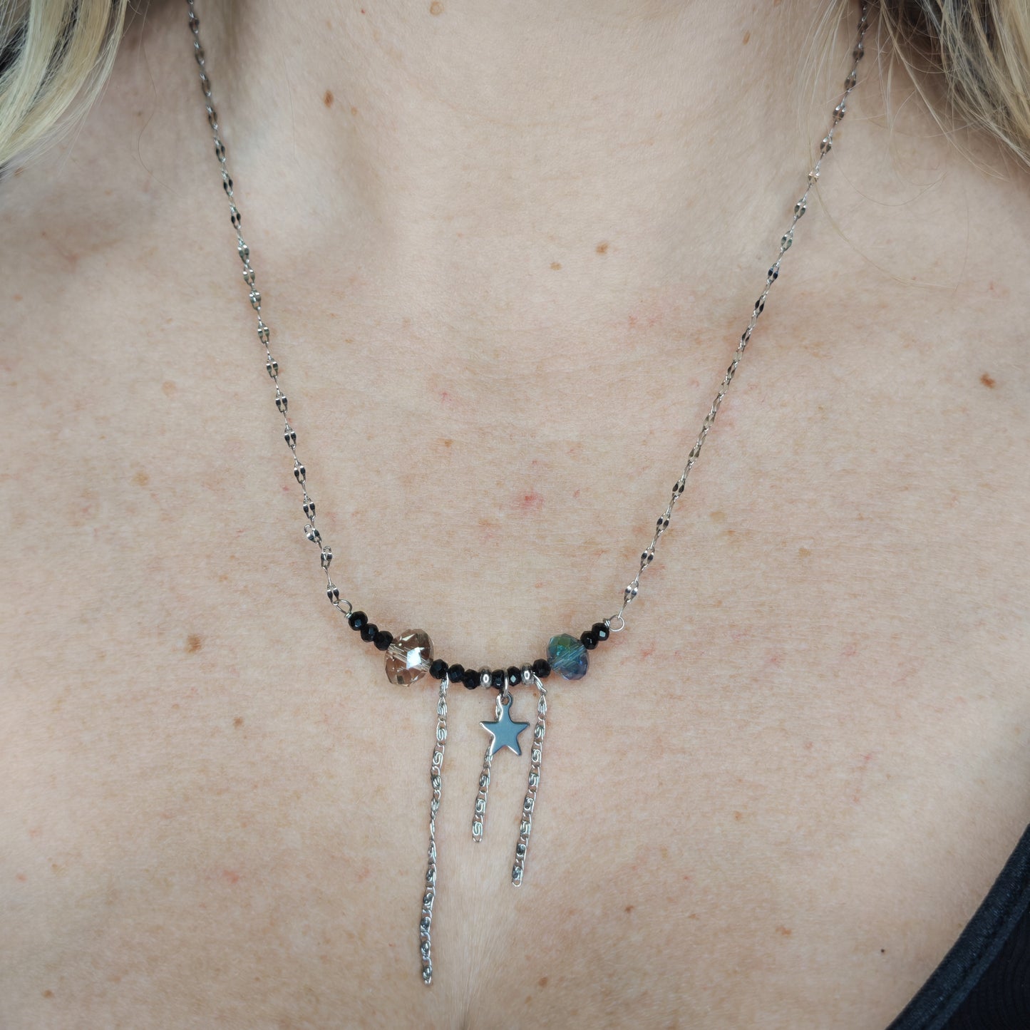 MYSTERIEUSE - collier - chaine et perles de verre