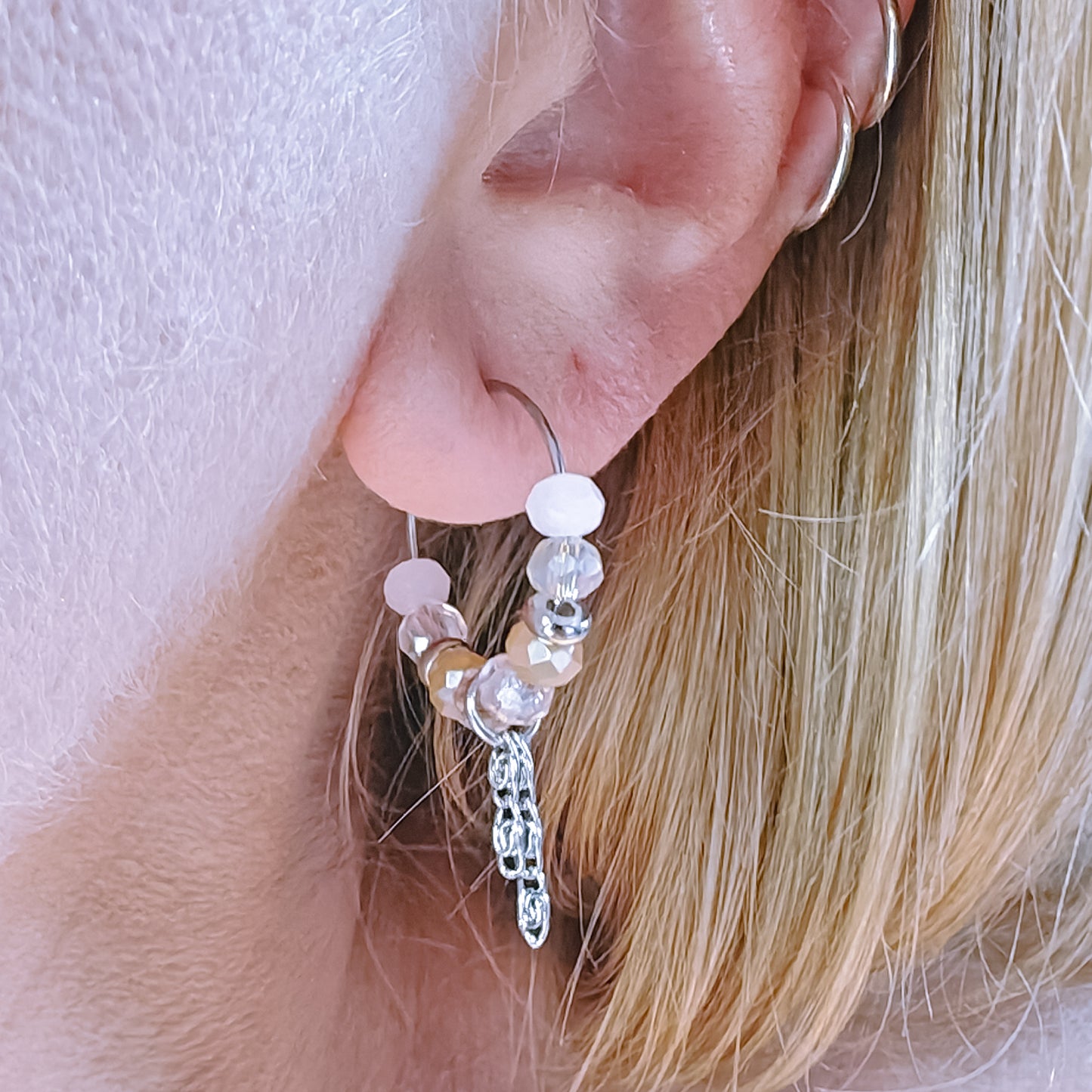 SPIRITUELLE - boucles d'oreilles - anneaux perles de verre