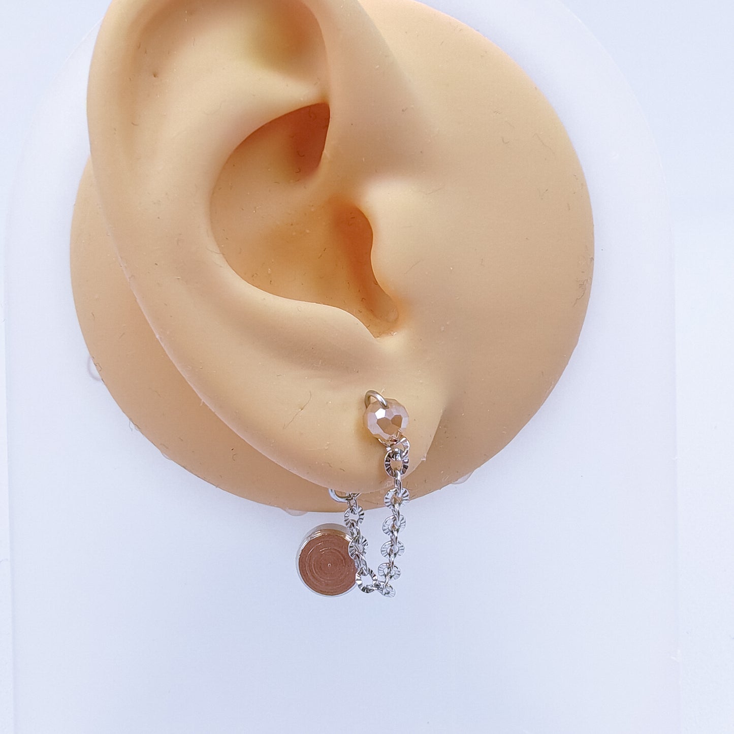 SPIRITUELLE - boucles d'oreilles - chaîne et perle de verre