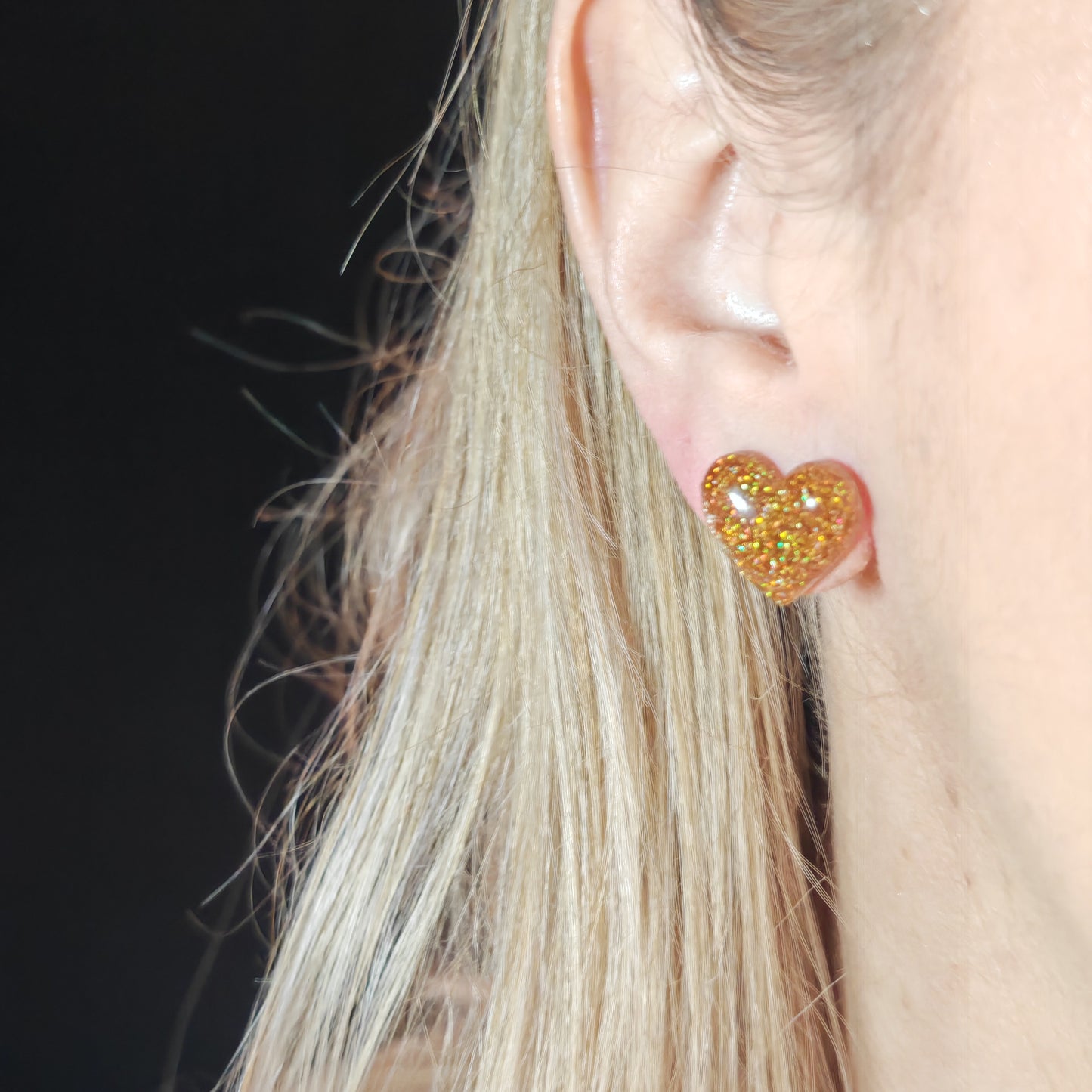 AMOUREUSE - boucles d'oreilles - cœur paillettes sur tige - PLUSIEURS COLORIS