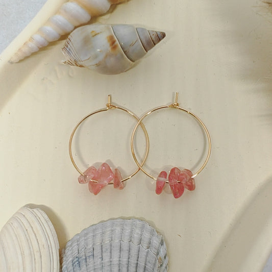 GRACIEUSE - boucles d'oreilles - quartz rose