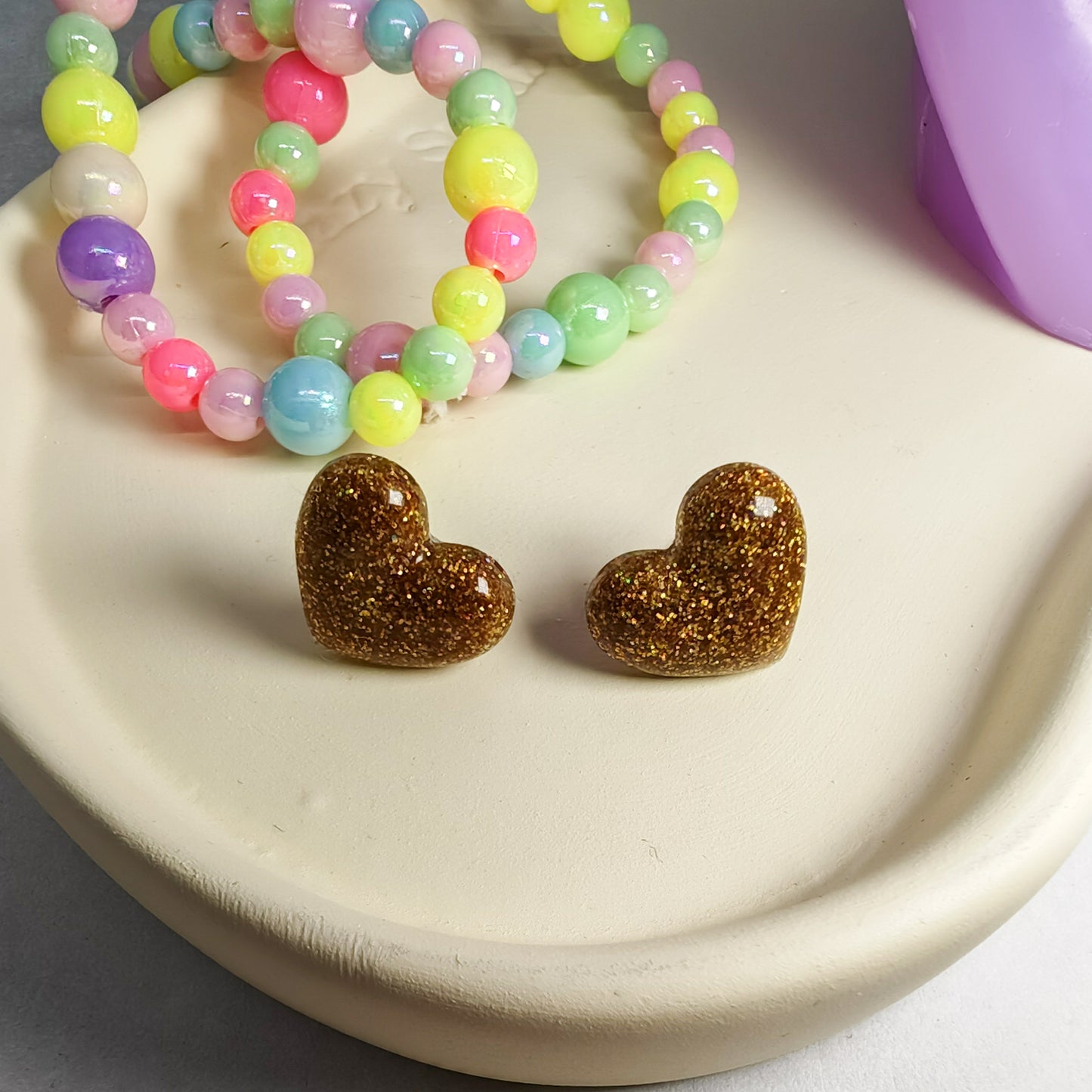 AMOUREUSE - boucles d'oreilles - cœur paillettes sur tige - PLUSIEURS COLORIS