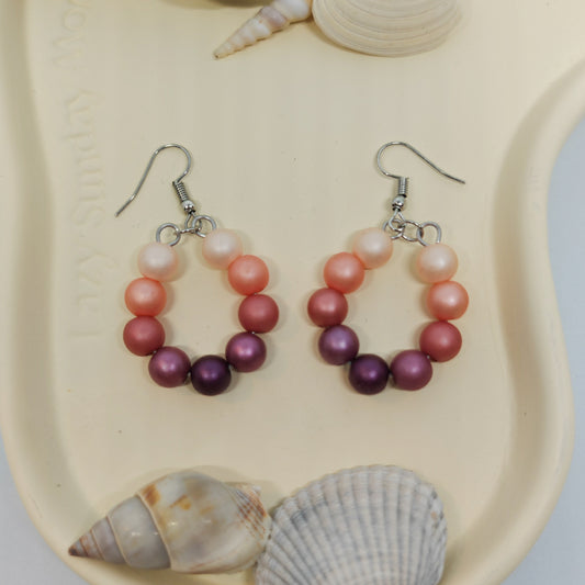 DISTINGUÉE - boucles d'oreilles - anneaux - perles rondes colorées