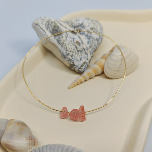 GRACIEUSE - bracelet jonc destroy - quartz rose