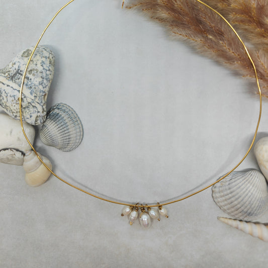 PRÉCIEUSE - collier jonc - 5 breloques en perles d'eau douce
