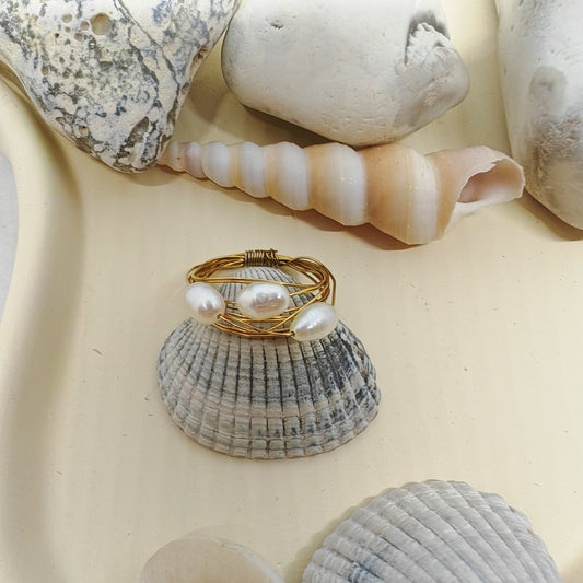 PRÉCIEUSE - bague fine - 3 perles