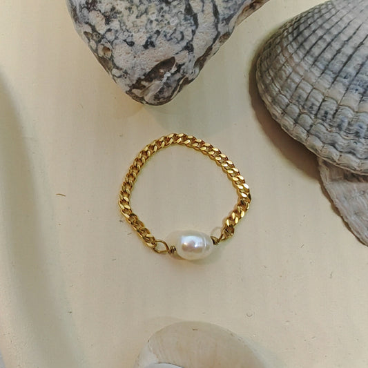 PRÉCIEUSE - bague fine - chaine et perle