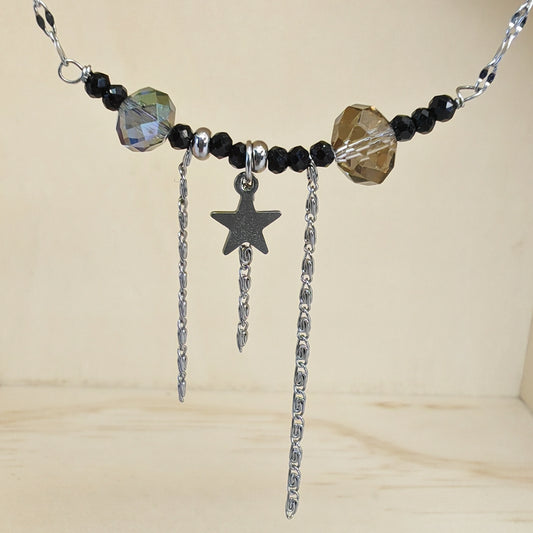 MYSTERIEUSE - collier - chaine et perles de verre