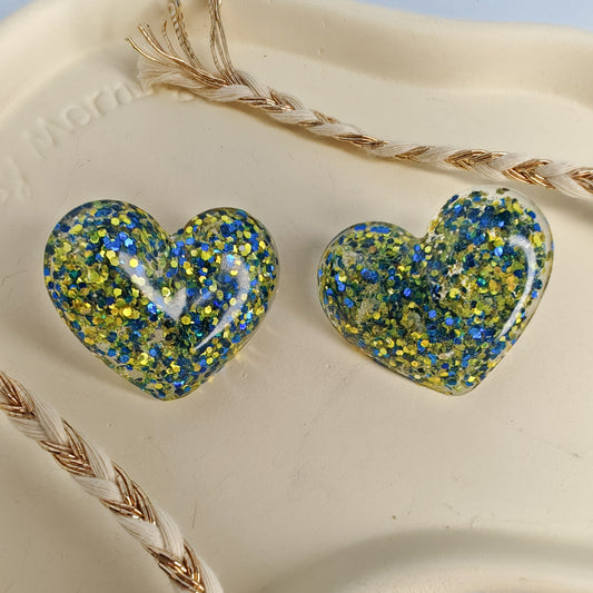 boucles d'oreilles gros coeur paillette